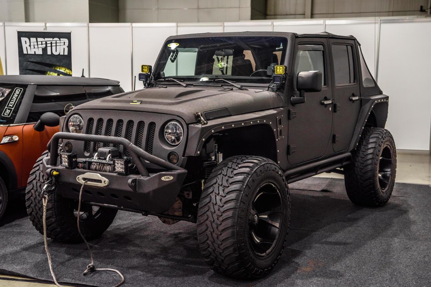 MOSCOW - AUG 2016 Jeep Wrangler JK presented at MIAS Moscow International Automobile Salon on August 20, 2016 in Moscow, Russia photo