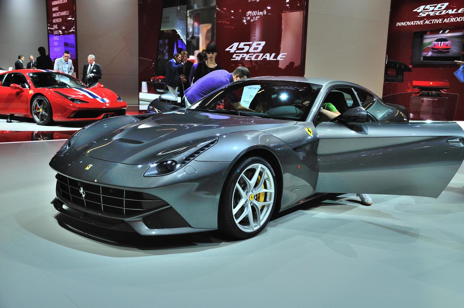 FRANKFURT - SEPT 14 Ferrari F12 Berlinetta presented as world premiere at the 65th IAA Internationale Automobil Ausstellung on September 14, 2013 in Frankfurt, Germany photo