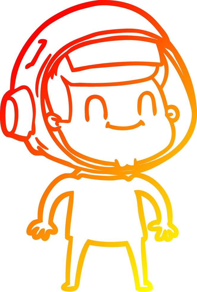 warm gradient line drawing happy cartoon astronaut vector