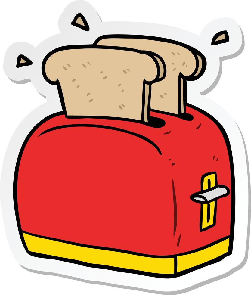 sticker of a cartoon toaster vector