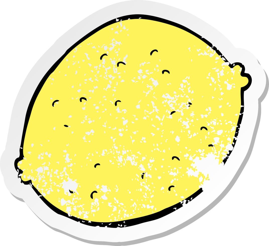 distressed sticker of a cartoon lemon vector