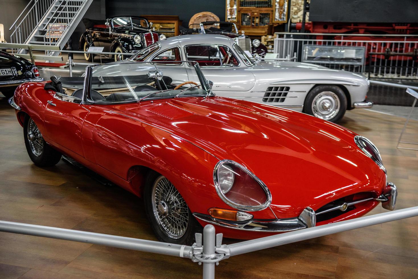 SINSHEIM, GERMANY - MAI 2022 red Jaguar E-Type cabrio 1963 photo