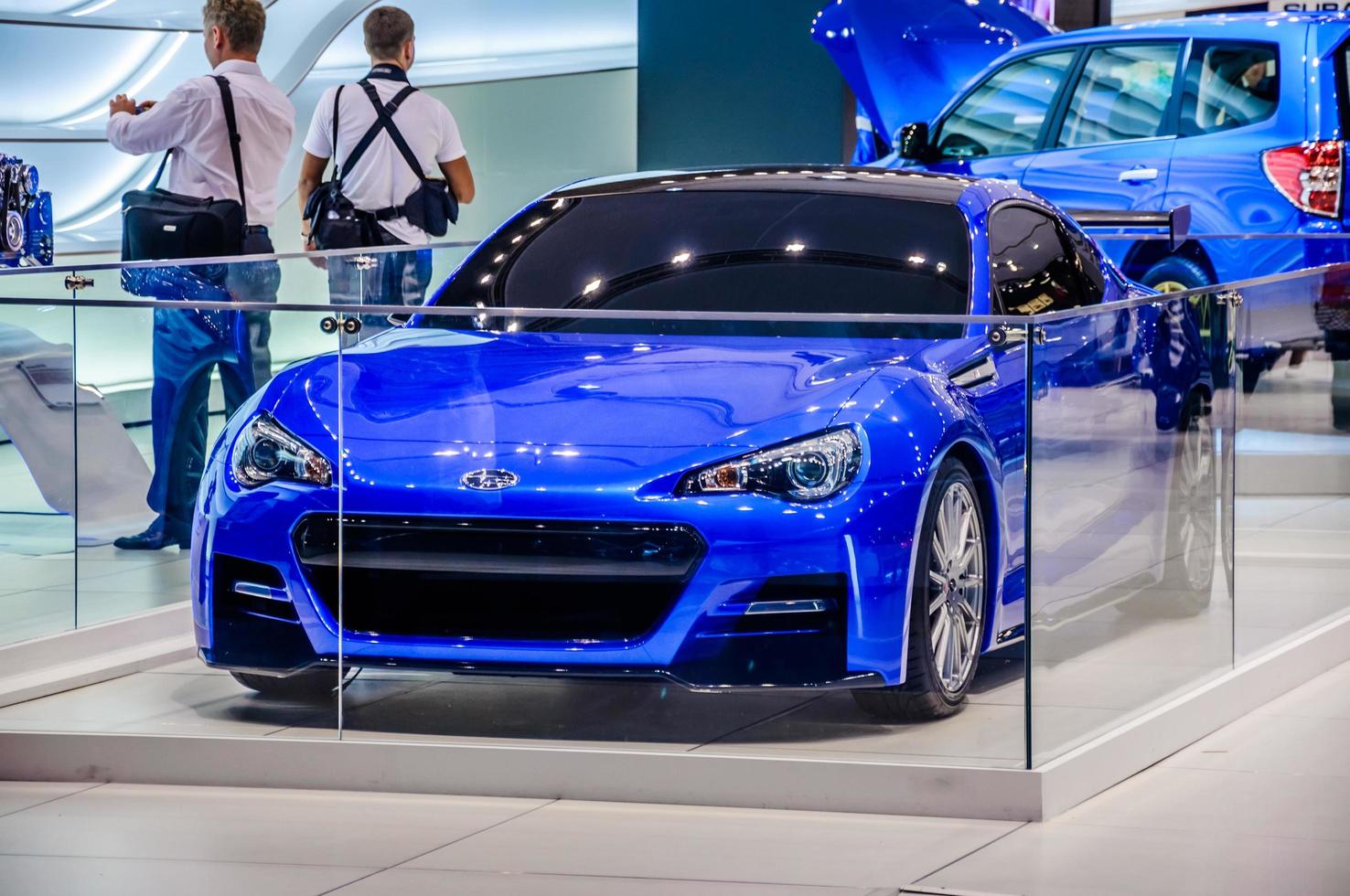 MOSCOW, RUSSIA - AUG 2012 SUBARU BRZ presented as world premiere at the 16th MIAS Moscow International Automobile Salon on August 30, 2012 in Moscow, Russia photo