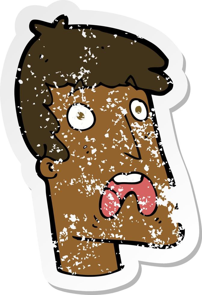retro distressed sticker of a cartoon shocked man vector