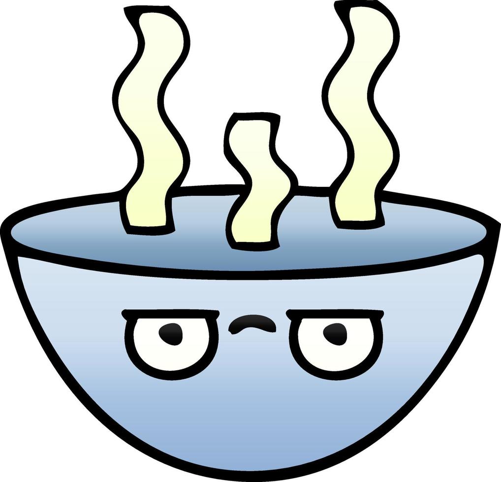 gradient shaded cartoon bowl of hot soup vector