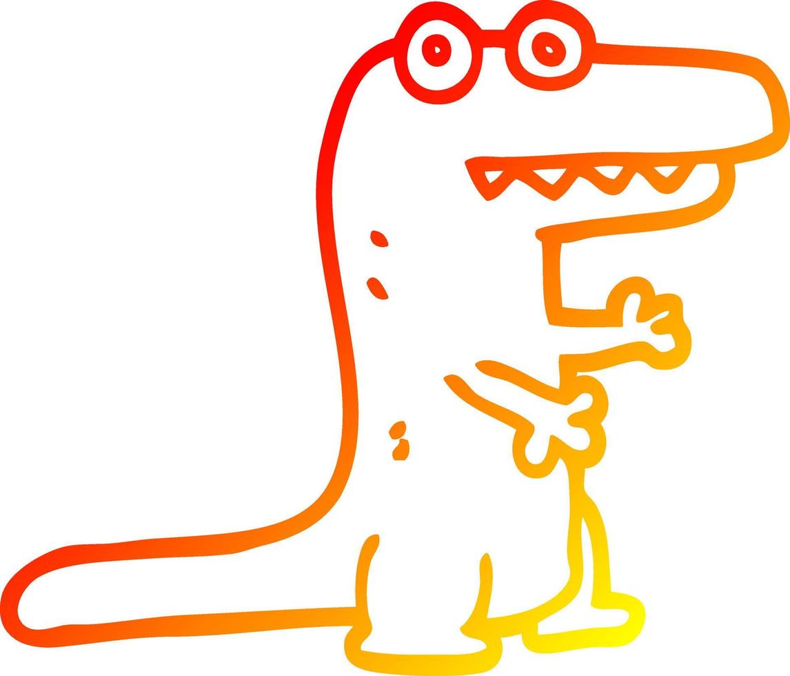 warm gradient line drawing cartoon crocodile vector