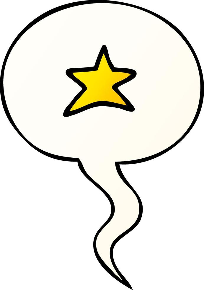 símbolo de estrella de dibujos animados y burbuja de habla en estilo degradado suave vector