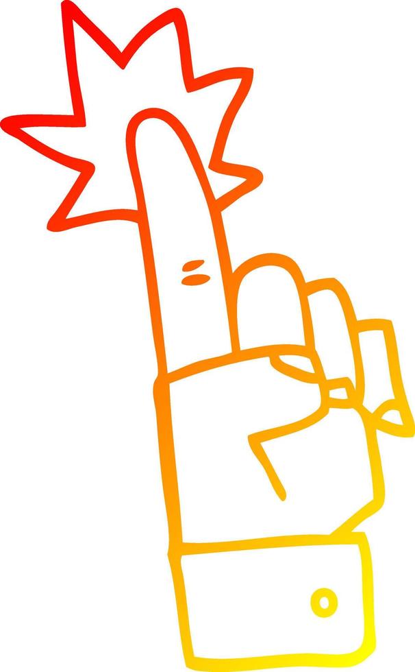 warm gradient line drawing cartoon pointing hand vector