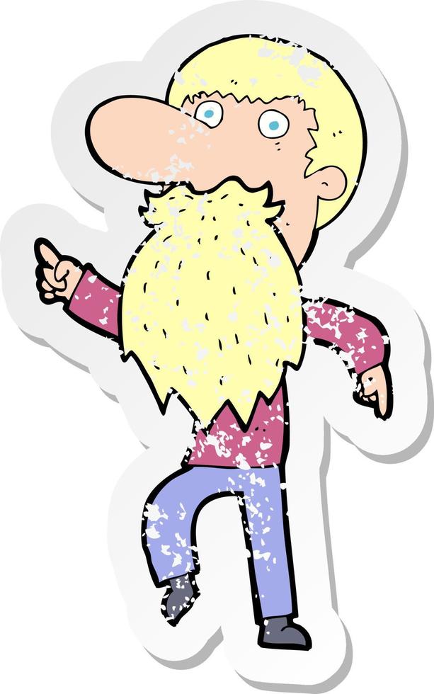 retro distressed sticker of a cartoon man wearing fake beard vector