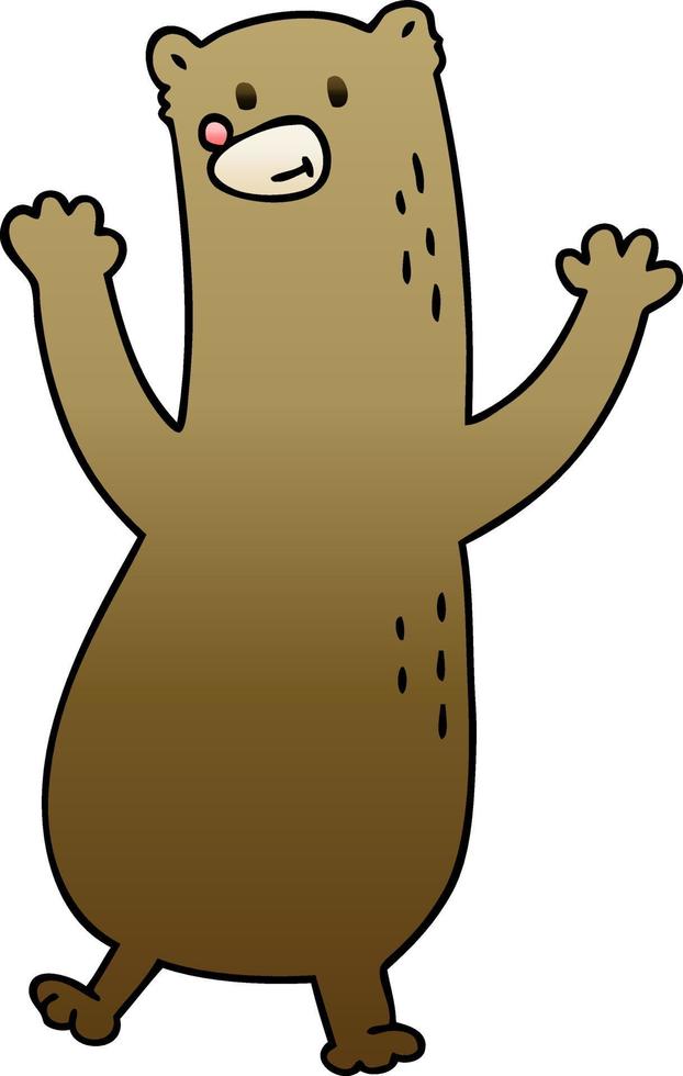 quirky gradient shaded cartoon bear vector