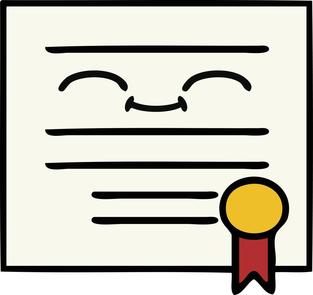 cute cartoon graduation diploma vector