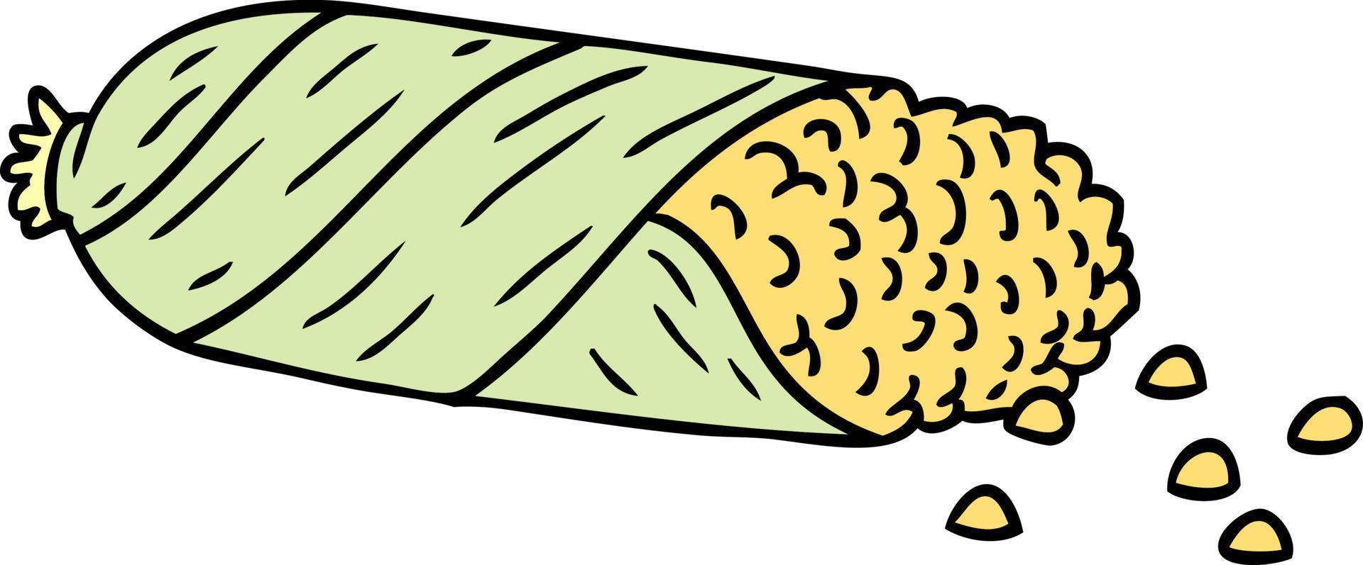 cartoon doodle of fresh corn on the cob vector