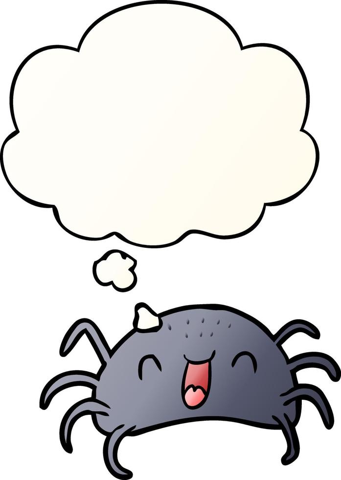 cartoon spider and thought bubble in smooth gradient style vector