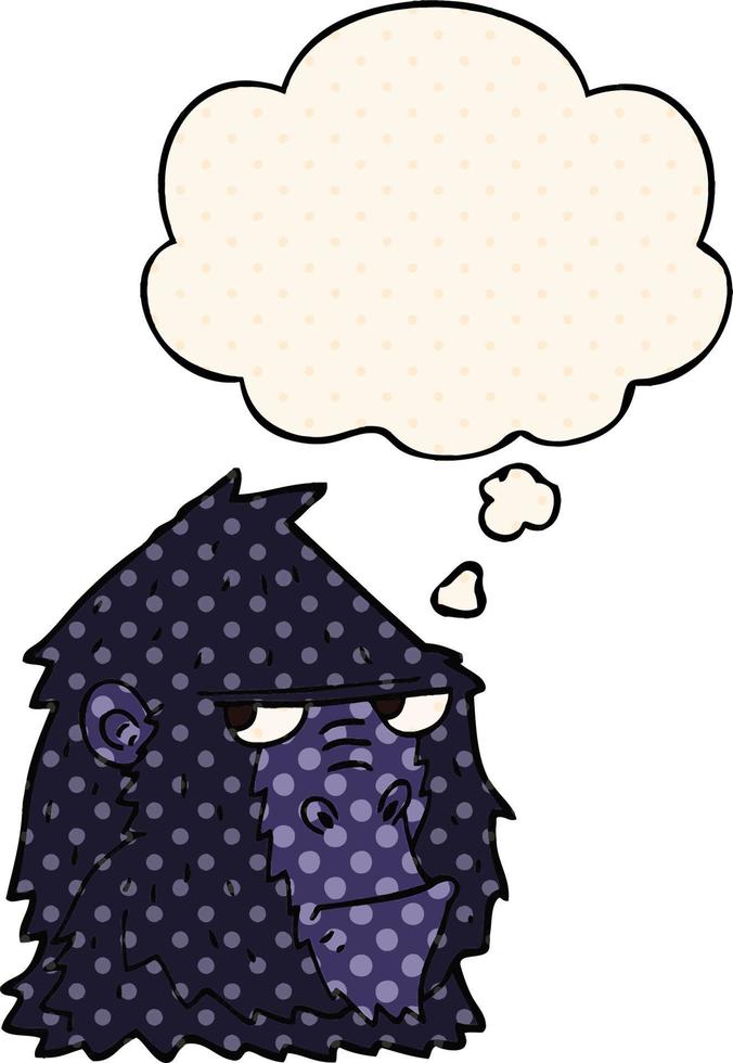 cartoon gorilla and thought bubble in comic book style vector