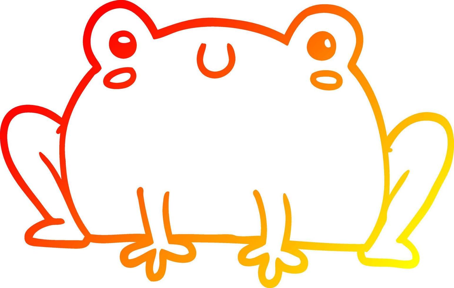 warm gradient line drawing cartoon frog vector