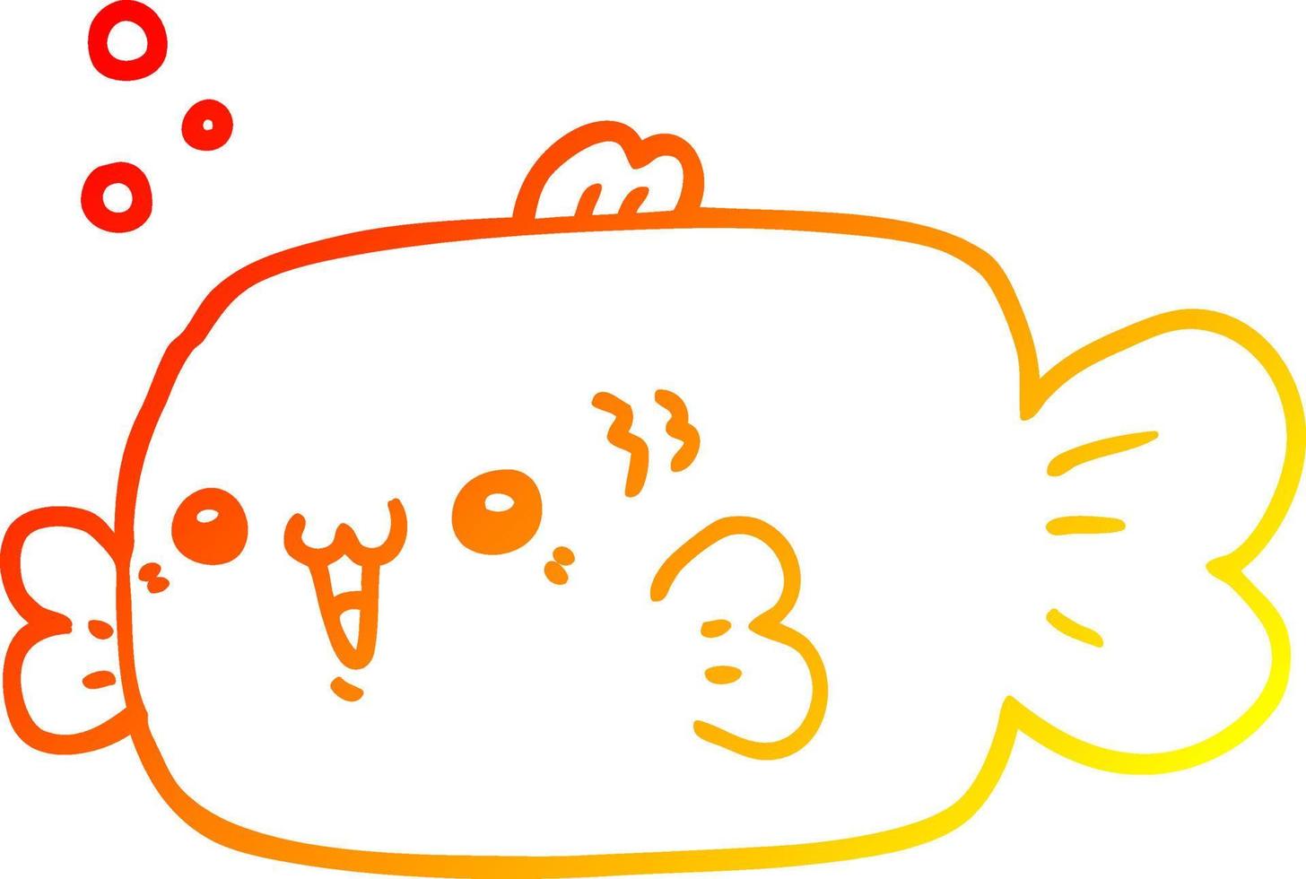 warm gradient line drawing cartoon fish vector