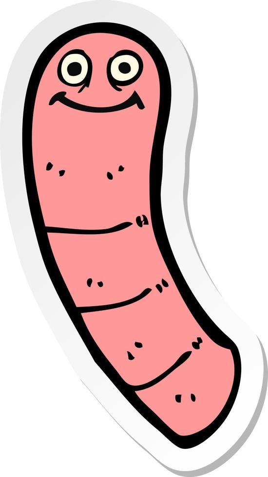 sticker of a cartoon worm vector