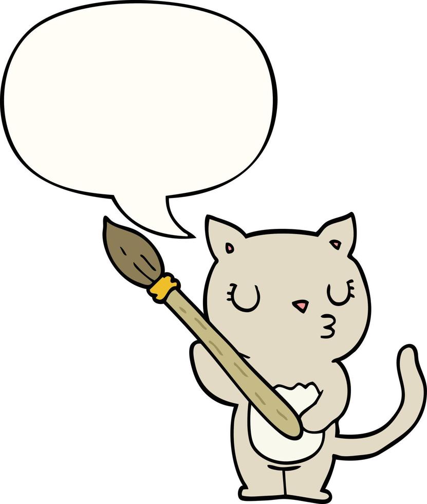 cute cartoon cat and speech bubble vector