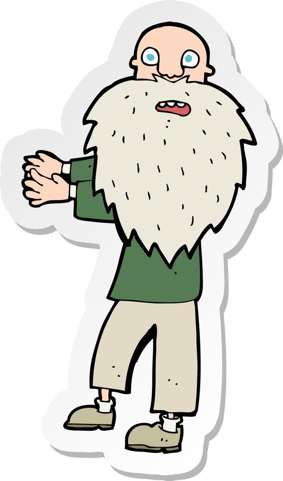 sticker of a cartoon bearded old man vector