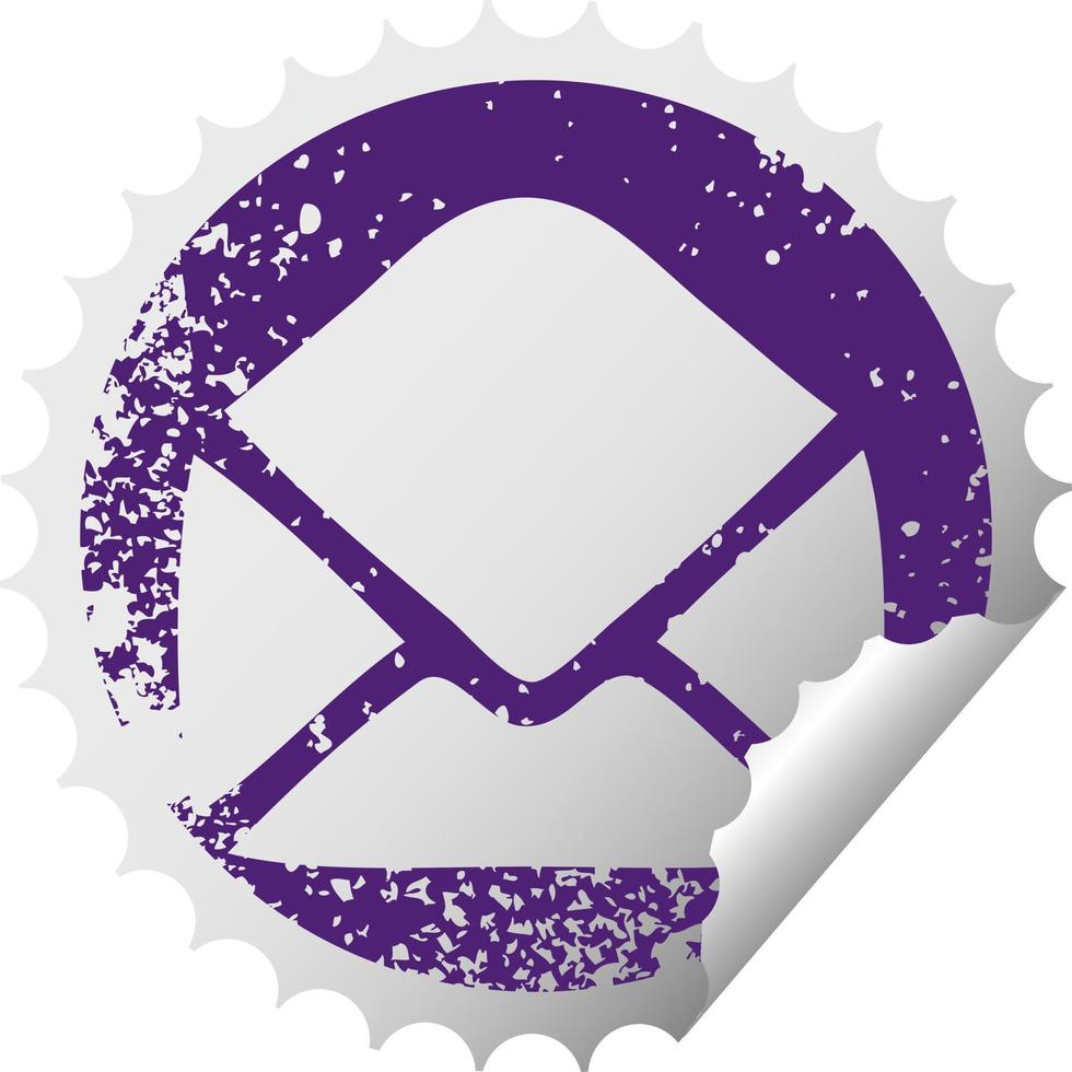 distressed circular peeling sticker symbol paper envelope vector