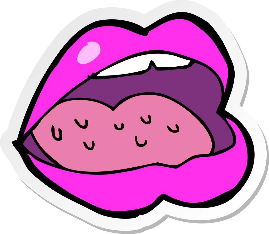 sticker of a cartoon open mouth vector