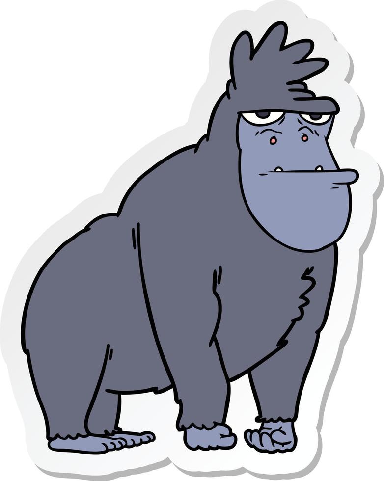 sticker of a cartoon gorilla vector