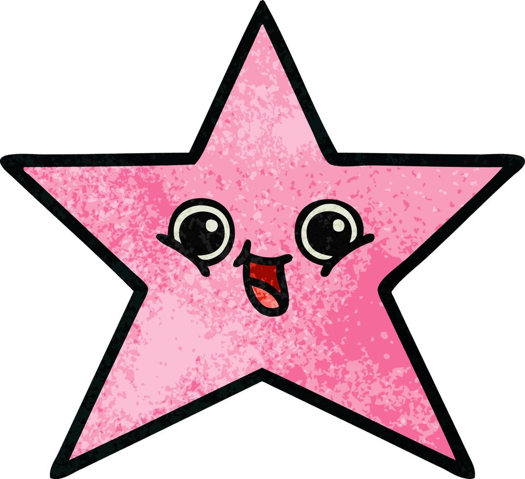 retro grunge texture cartoon star fish vector