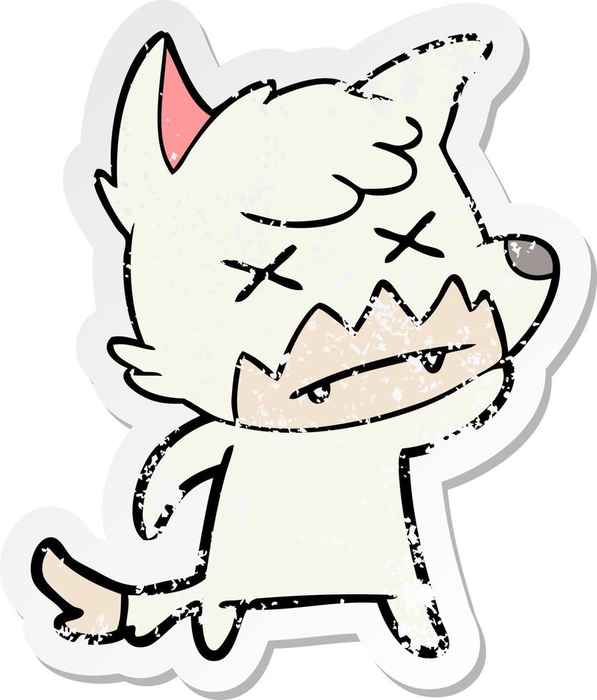 distressed sticker of a cartoon dead fox vector