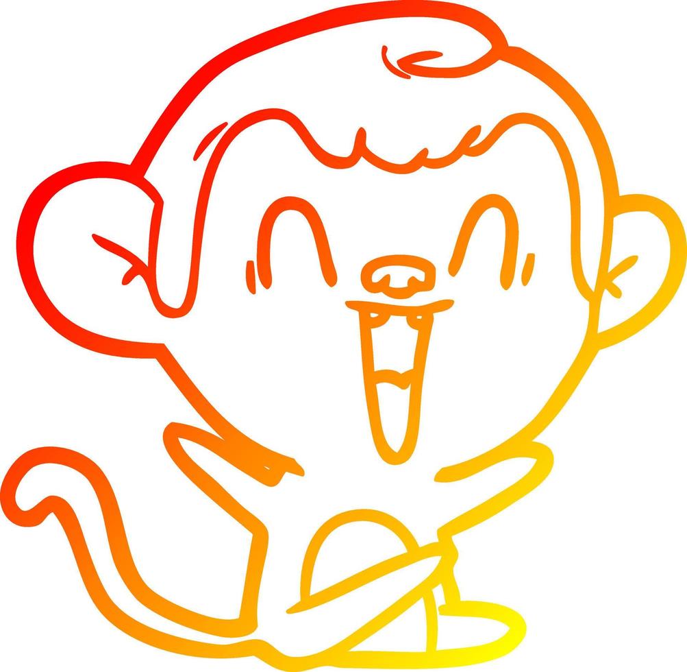 warm gradient line drawing cartoon laughing monkey vector