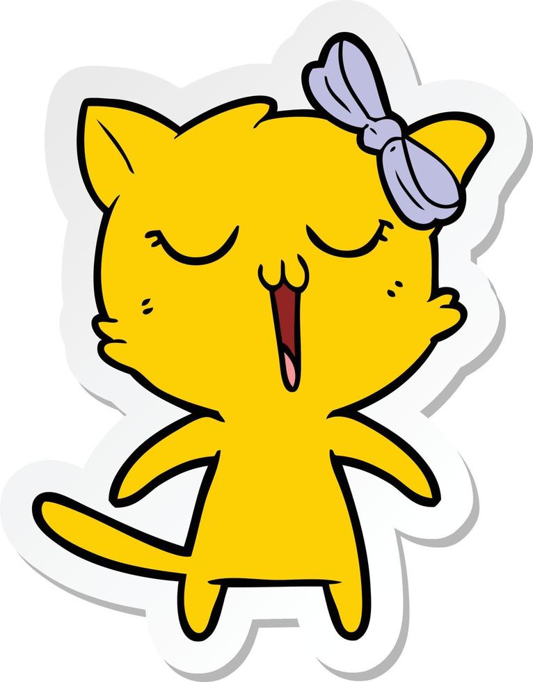 sticker of a cartoon cat vector