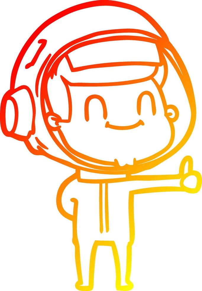warm gradient line drawing happy cartoon astronaut vector
