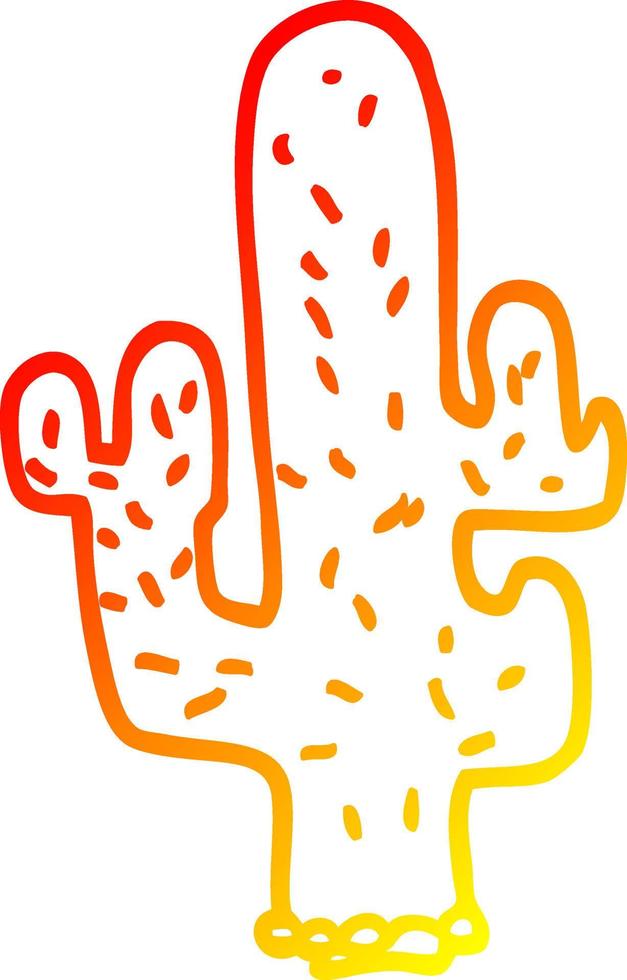 warm gradient line drawing cartoon cactus vector