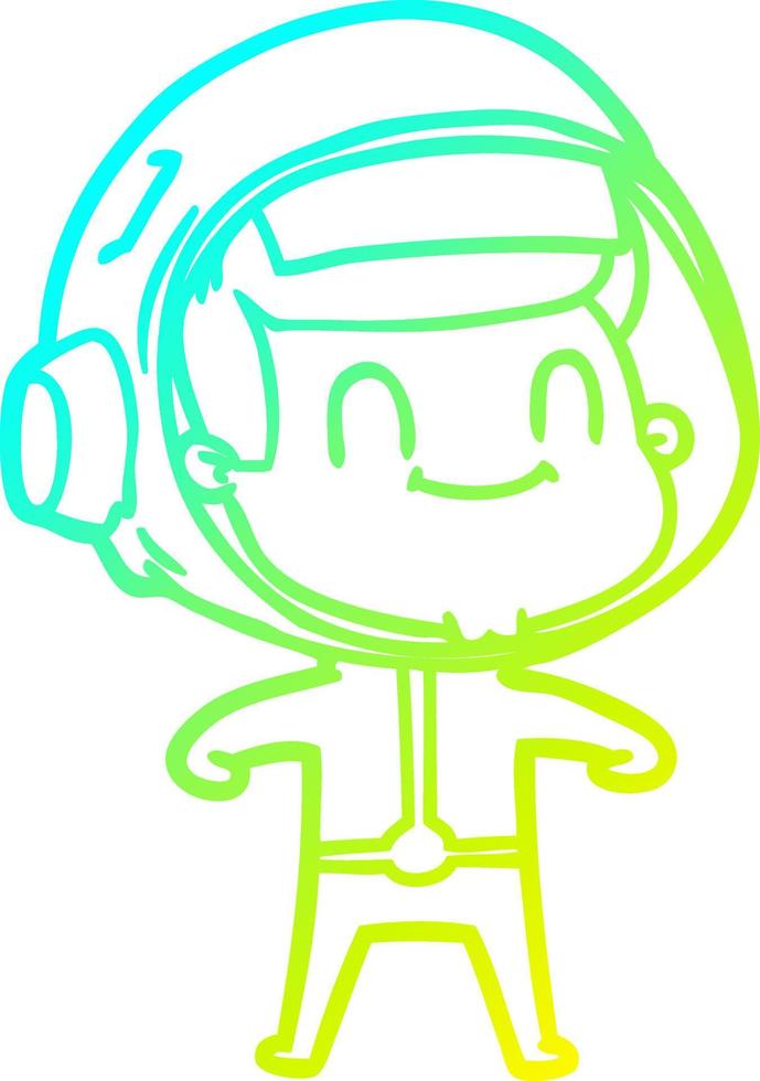 cold gradient line drawing happy cartoon astronaut vector