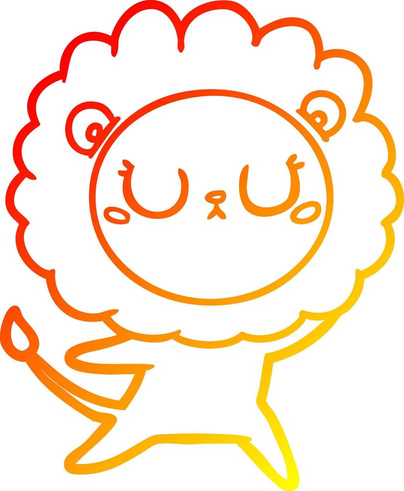 warm gradient line drawing cartoon lion dancing vector