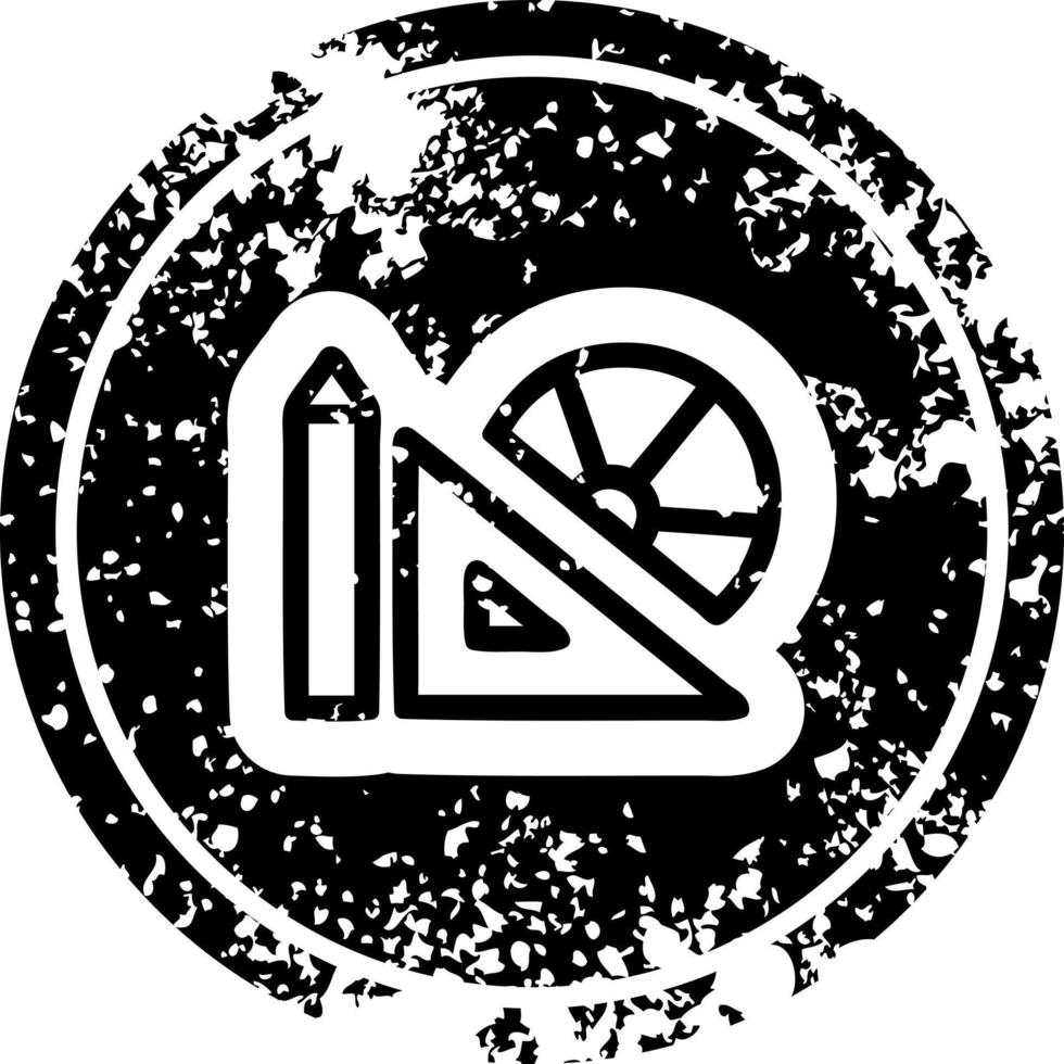 math equipment distressed icon vector