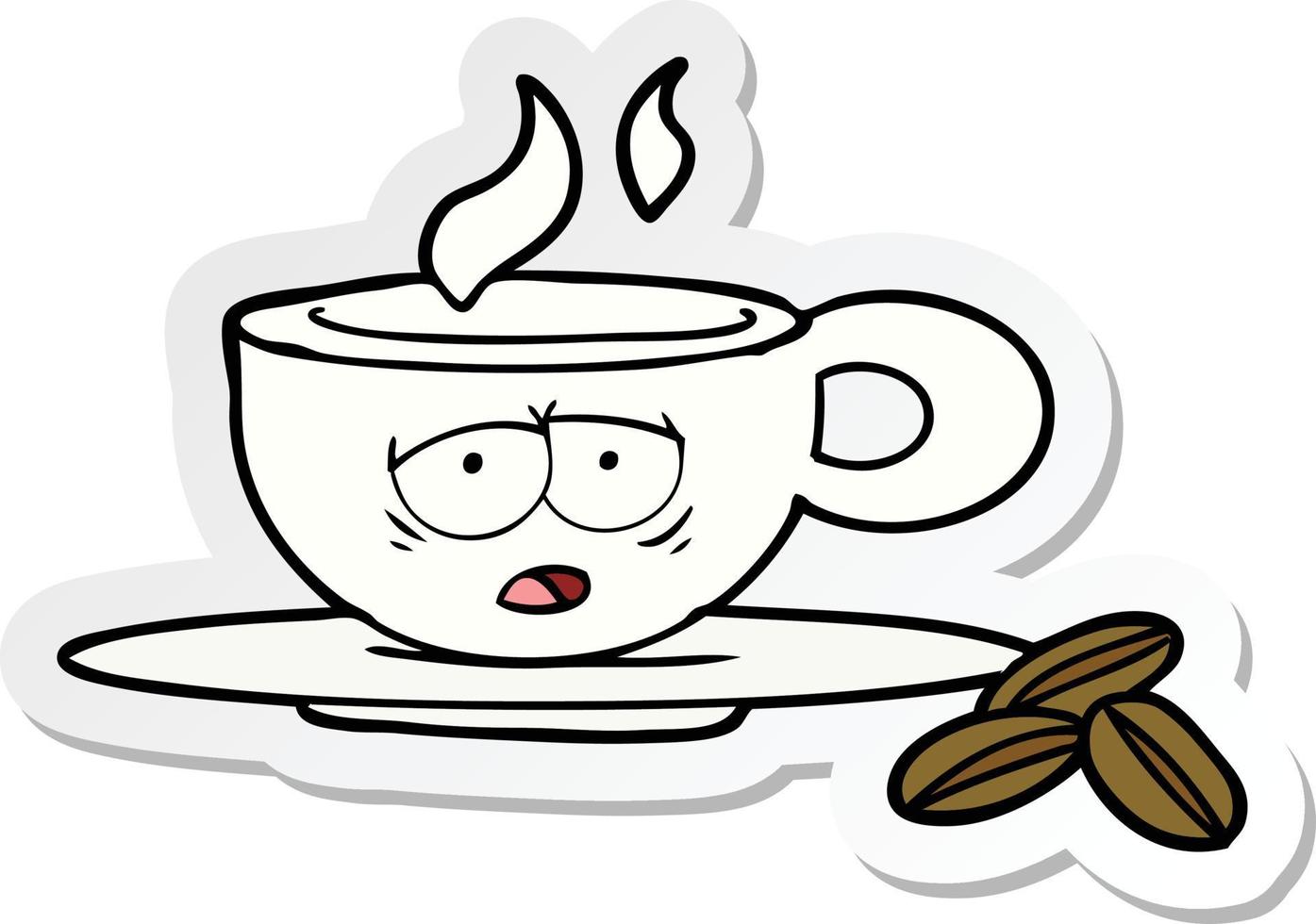 sticker of a cartoon espresso mug vector