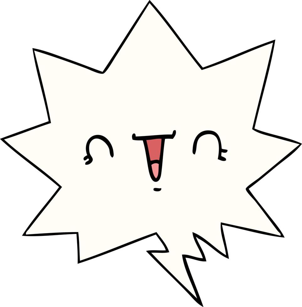 happy cartoon face and speech bubble vector