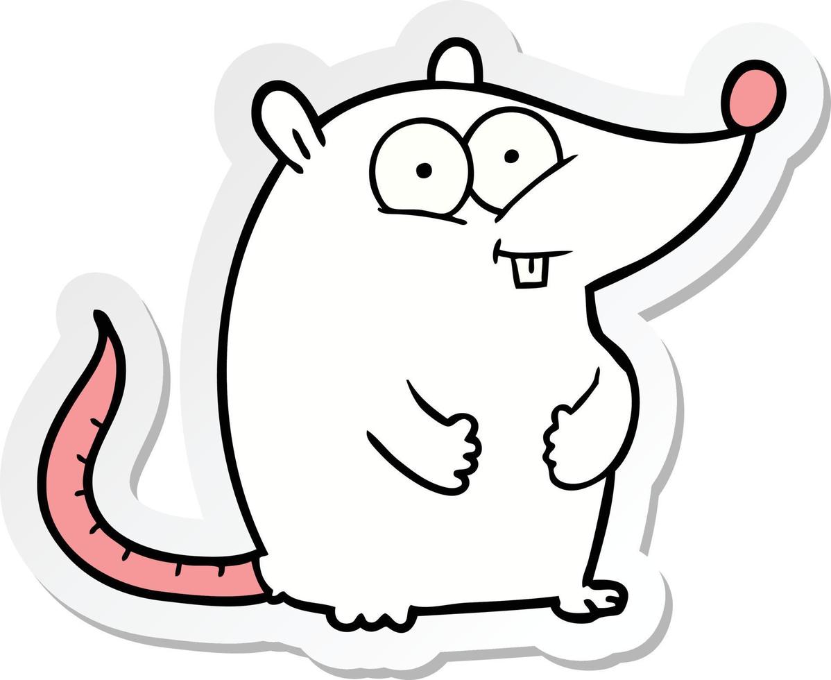 sticker of a cartoon happy white lab mouse vector