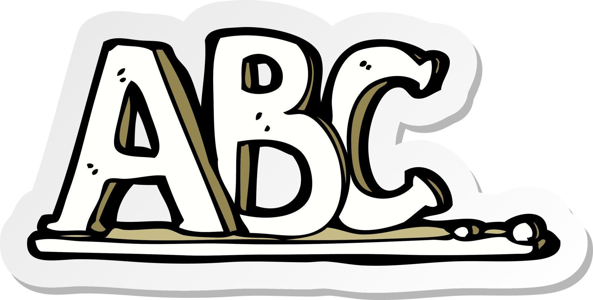 sticker of a cartoon ABC letters vector