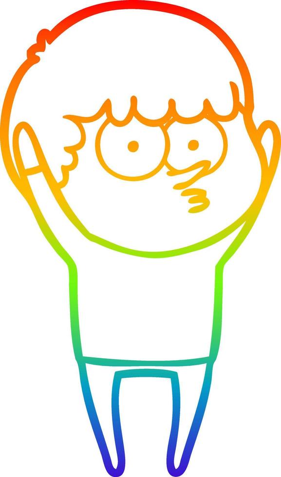 rainbow gradient line drawing cartoon curious boy vector