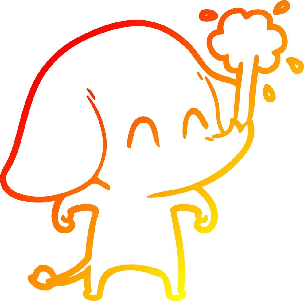 warm gradient line drawing cute cartoon elephant spouting water vector