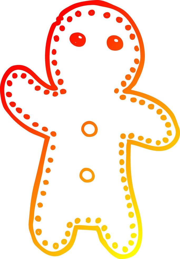 warm gradient line drawing cartoon gingerbread man vector