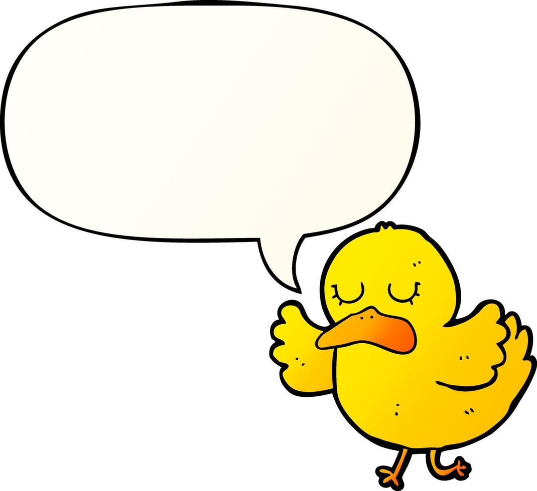 cartoon duck and speech bubble in smooth gradient style vector