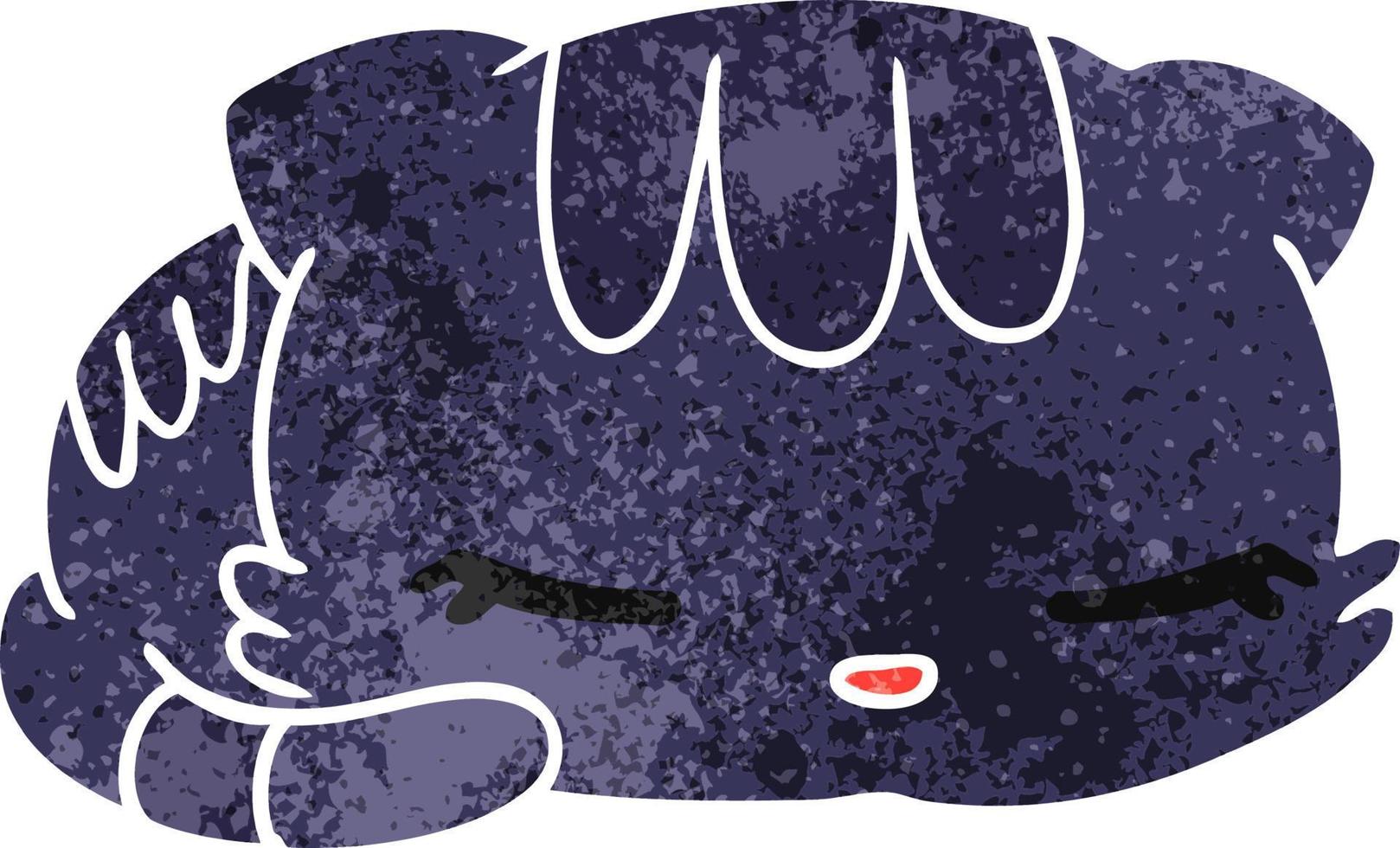 retro cartoon kawaii cute sleeping kitten vector