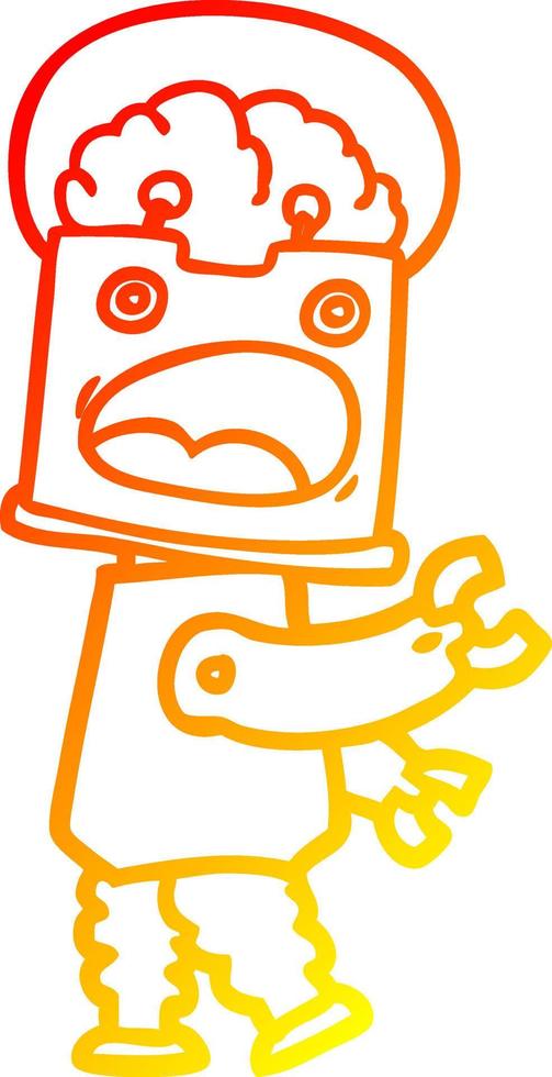 warm gradient line drawing cartoon robot vector
