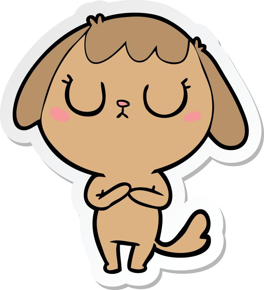 sticker of a cute cartoon dog vector