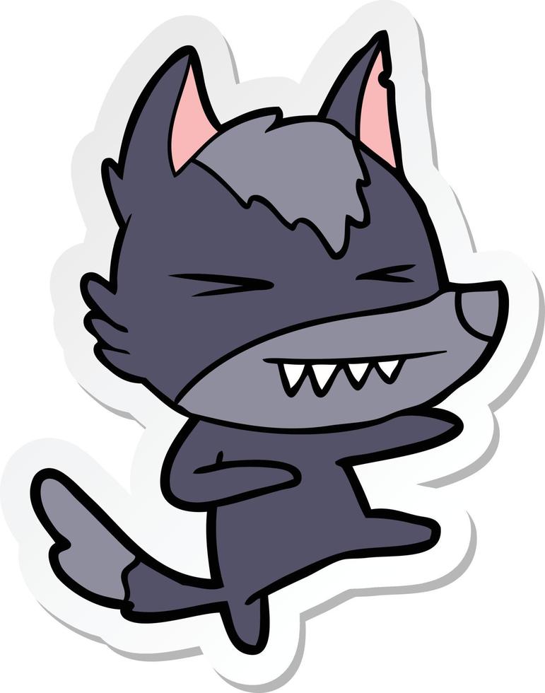 sticker of a angry wolf cartoon vector