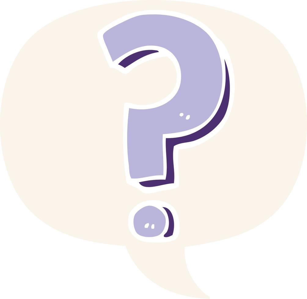 cartoon question mark and speech bubble in retro style vector