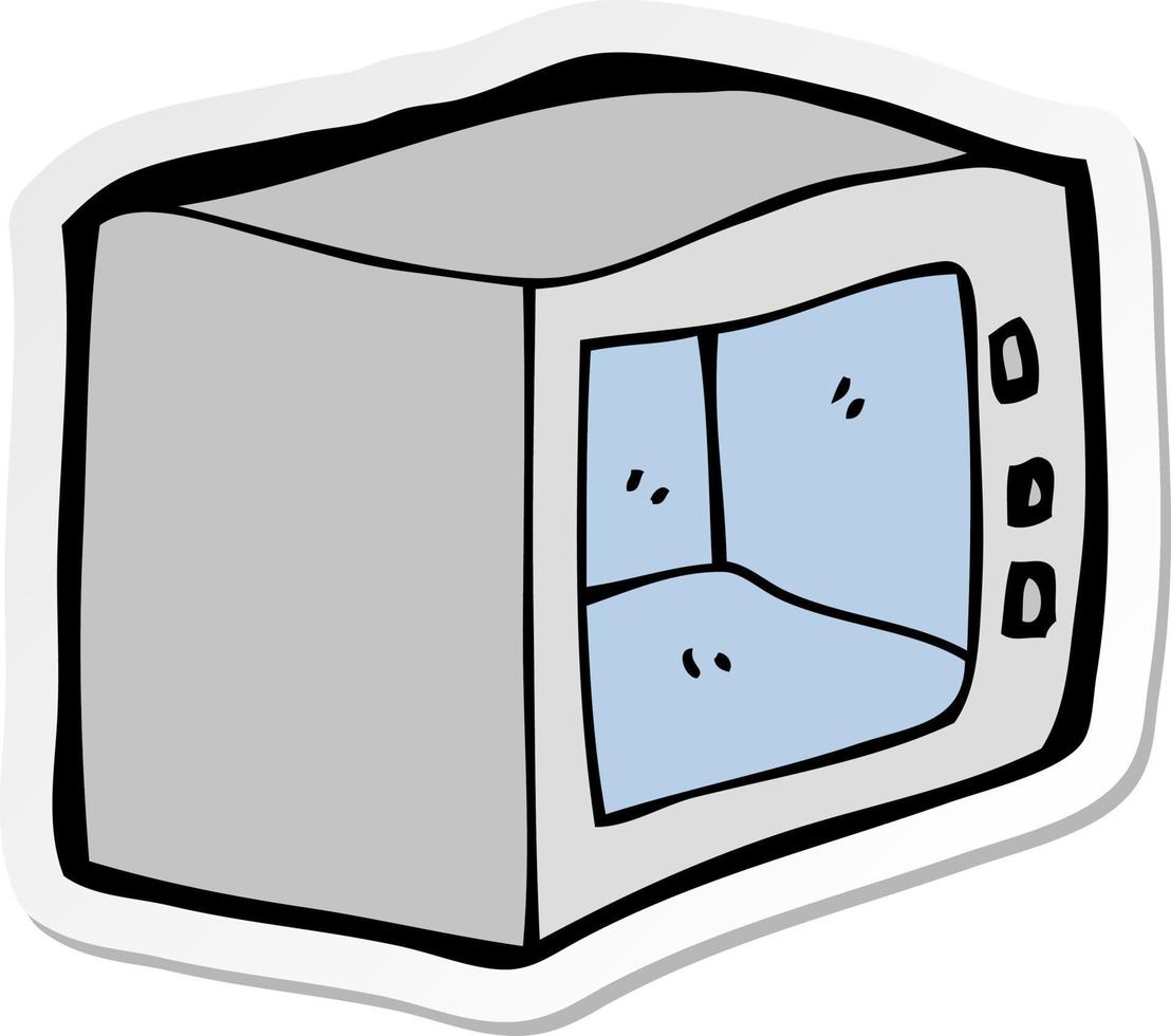 sticker of a cartoon microwave vector