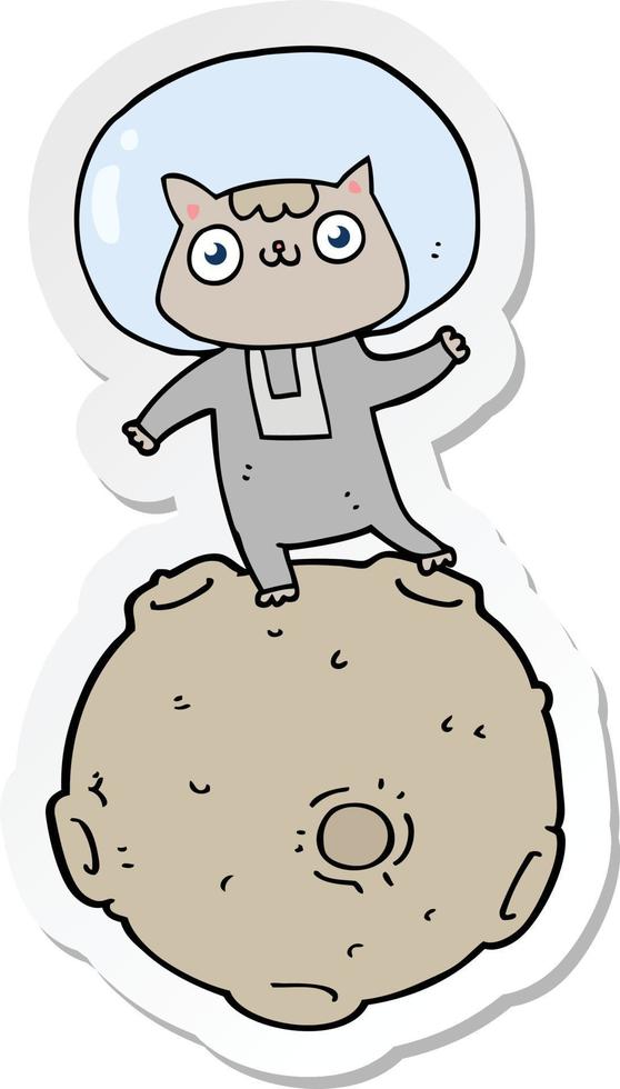 sticker of a cute cartoon astronaut cat vector